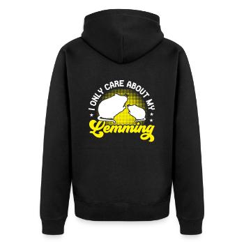 Lemming Vole Likes only lemming - Unisex Premium Organic Zip Hoodie - black - Back - Nico (187cm)