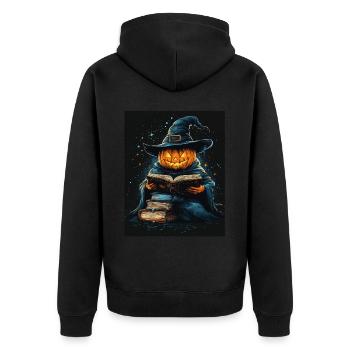 Cadeau d’Halloween Femmes Citrouille Hommes Enfants - Veste à capuche bio Premium Unisexe - noir - Dos - Nico (187cm)