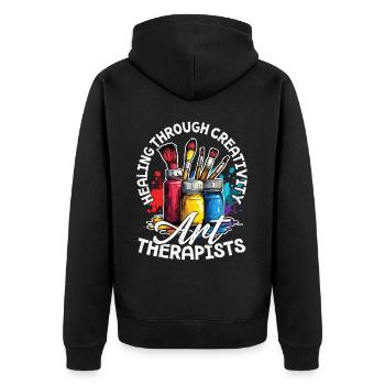 Heilung Durch Kreativität, Kunsttherapeut - Unisex Premium Bio Zip Hoodie - Schwarz - Hinten - Nico (187cm)