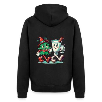 Fröhliche Weihnachten Retro Vintage Party - Unisex Premium Bio Zip Hoodie - Schwarz - Hinten - Nico (187cm)