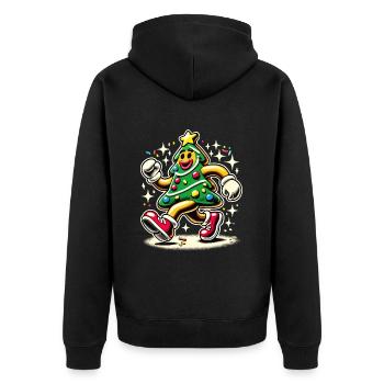 Funny Christmas tree in comic style - Unisex Premium Organic Zip Hoodie - black - Back - Nico (187cm)