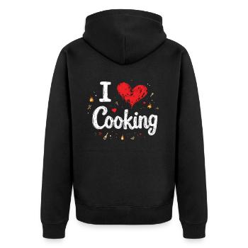J’aime cuisiner Cuisiner Cuisiner Cuisiner - Veste à capuche bio Premium Unisexe - noir - Dos - Nico (187cm)