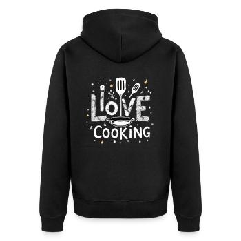 J’aime cuisiner Cuisiner Cuisiner Cuisiner - Veste à capuche bio Premium Unisexe - noir - Dos - Nico (187cm)