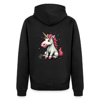 Süßes Einhorn Magische Geschenkidee Einhorn Fans - Unisex Premium Bio Zip Hoodie - Schwarz - Hinten - Nico (187cm)