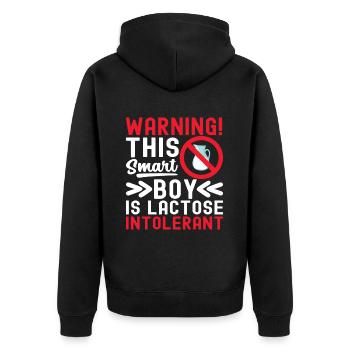 Laktoseintoleranz Laktoseintolerant - Unisex Premium Bio Zip Hoodie - Schwarz - Hinten - Nico (187cm)