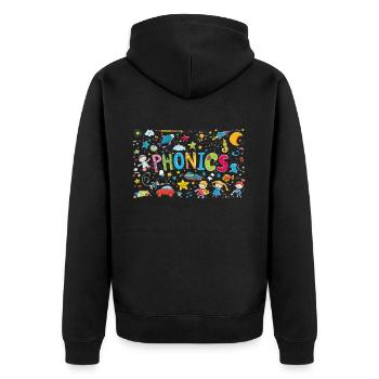 phonemisPhonemische Bewusstseinswissenschaft - Unisex Premium Bio Zip Hoodie - Schwarz - Hinten - Nico (187cm)