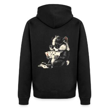 Cribbage Graphic Funny Cribbage Player - Unisex Premium Bio Zip Hoodie - Schwarz - Hinten - Nico (187cm)