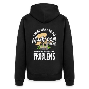 Mushroom Picker Lust Ignore Problems - Unisex Premium Organic Zip Hoodie - black - Back - Nico (187cm)