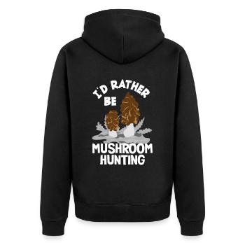 I'd rather be mushroom picking - Unisex Premium Organic Zip Hoodie - black - Back - Nico (187cm)