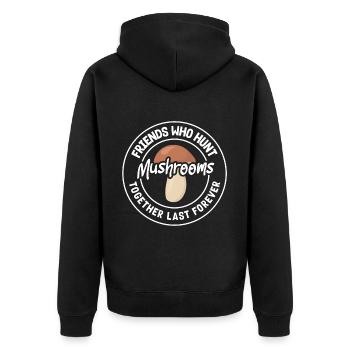 Pilzsammler Freunde Jagen Pilze Gemeinsam - Unisex Premium Bio Zip Hoodie - Schwarz - Hinten - Nico (187cm)