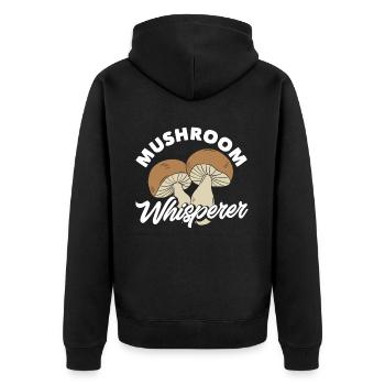 Mushroom Whisperer - For Mushroom Pickers - Unisex Premium Organic Zip Hoodie - black - Back - Nico (187cm)