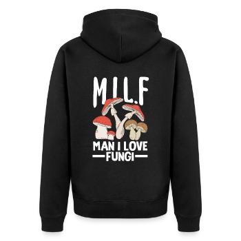 Pilzsammler Man I Love Fungi - Unisex Premium Bio Zip Hoodie - Schwarz - Hinten - Nico (187cm)