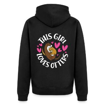 Otter Girl This Girl Loves Otters - Unisex Premium Organic Zip Hoodie - black - Back - Nico (187cm)
