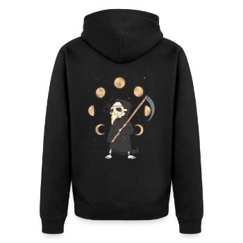 Halloween Sensenmann Tod Mondphase - Unisex Premium Bio Zip Hoodie - Schwarz - Hinten - Nico (187cm)