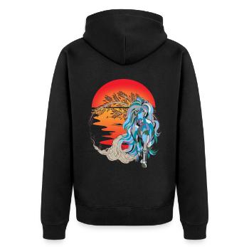 Cheval, Chevaux, Nature, Coucher De Soleil, Soleil - Veste à capuche bio Premium Unisexe - noir - Dos - Nico (187cm)