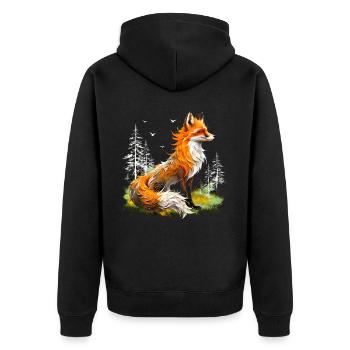 Renard amoureux des bois fleurs Art Renards Renard mignon - Veste à capuche bio Premium Unisexe - noir - Dos - Nico (187cm)