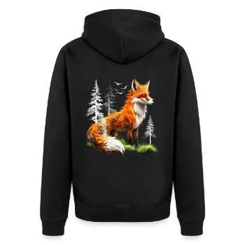 Fox Lover Woodland Flowers Art Foxes Cute Fox - Unisex Premium Organic Zip Hoodie - black - Back - Nico (187cm)