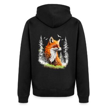 Renard amoureux des bois fleurs Art Renards Renard mignon - Veste à capuche bio Premium Unisexe - noir - Dos - Nico (187cm)