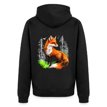 Renard amoureux des bois fleurs Art Renards Renard mignon - Veste à capuche bio Premium Unisexe - noir - Dos - Nico (187cm)