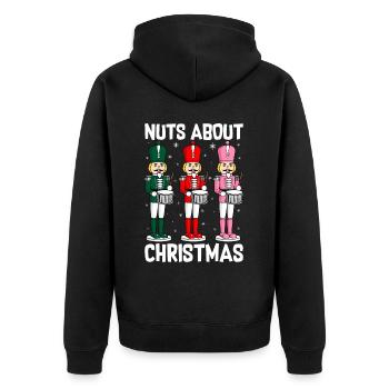 Nuts About Christmas - Unisex Premium Organic Zip Hoodie - black - Back - Nico (187cm)