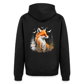 Renard amoureux des bois fleurs Art Renards Renard mignon - Veste à capuche bio Premium Unisexe - noir - Dos - Nico (187cm)