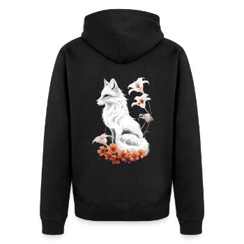 Fox Lover Woodland Flowers Art Foxes Cute Fox - Unisex Premium Organic Zip Hoodie - black - Back - Nico (187cm)