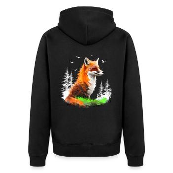 Renard amoureux des bois fleurs Art Renards Renard mignon - Veste à capuche bio Premium Unisexe - noir - Dos - Nico (187cm)