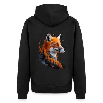 Fox Lover Woodland Flowers Art Foxes Cute Fox - Unisex Premium Organic Zip Hoodie - black - Back - Nico (187cm)