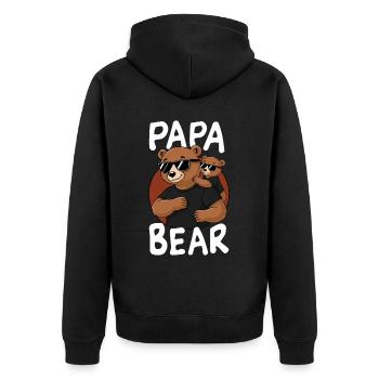 Papa Bear - Unisex Premium Organic Zip Hoodie - black - Back - Nico (187cm)