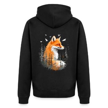 Renard amoureux des bois fleurs Art Renards Renard mignon - Veste à capuche bio Premium Unisexe - noir - Dos - Nico (187cm)