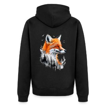 Renard amoureux des bois fleurs Art Renards Renard mignon - Veste à capuche bio Premium Unisexe - noir - Dos - Nico (187cm)