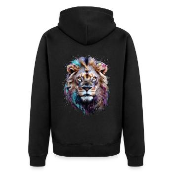 Lion Lover Wildlife Safari Art Lion Colorful - Unisex Premium Organic Zip Hoodie - black - Back - Nico (187cm)