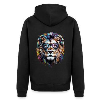 Lion Lover Wildlife Safari Art Lion Colorful - Unisex Premium Organic Zip Hoodie - black - Back - Nico (187cm)
