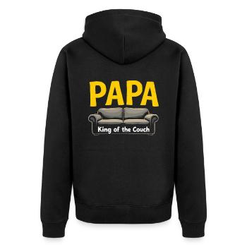 Dad King of the Couch Funny Dad Saying Fathers - Unisex Premium Organic Zip Hoodie - black - Back - Nico (187cm)