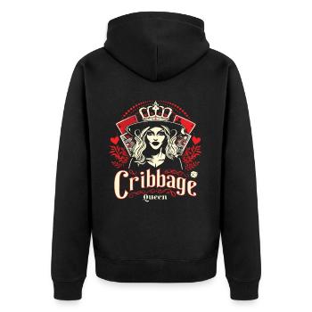 Cribbage Queen Graphic Lustiges Cribbage - Unisex Premium Bio Zip Hoodie - Schwarz - Hinten - Nico (187cm)