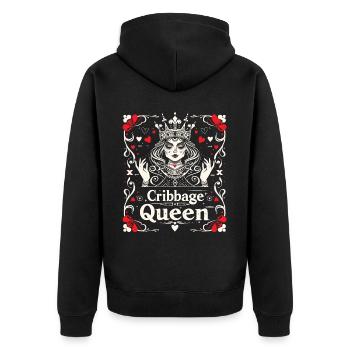 Cribbage Queen Graphic Lustiges Cribbage - Unisex Premium Bio Zip Hoodie - Schwarz - Hinten - Nico (187cm)