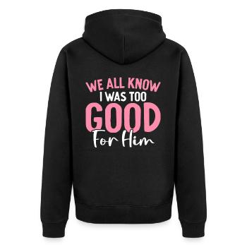 Funny divorce divorce party celebration was too good - Unisex Premium Organic Zip Hoodie - black - Back - Nico (187cm)
