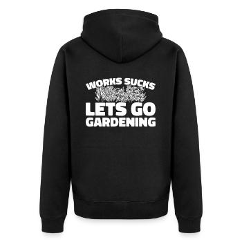 Hobby Gardener Garden - Unisex Premium Organic Zip Hoodie - black - Back - Nico (187cm)