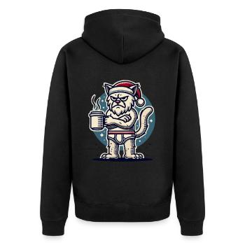 Chat avec un chapeau de Noël - Veste à capuche bio Premium Unisexe - noir - Dos - Nico (187cm)
