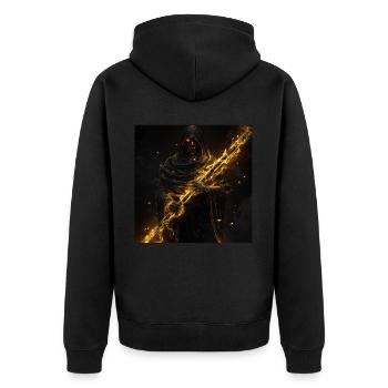 Querflöte - Unisex Premium Bio Zip Hoodie - Schwarz - Hinten - Nico (187cm)