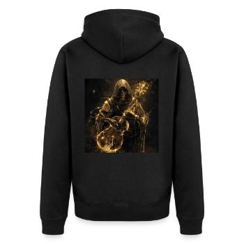 Ukulele - Unisex Premium Bio Zip Hoodie - Schwarz - Hinten - Nico (187cm)