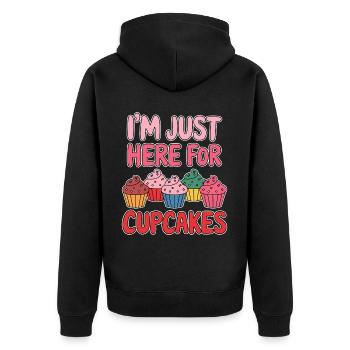 Cupcake Spruch Cupcakes Lustiges Cupcake Geschenk - Unisex Premium Bio Zip Hoodie - Schwarz - Hinten - Nico (187cm)