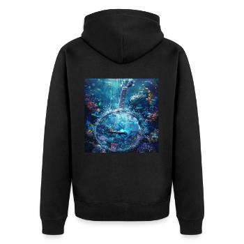 Banjo - Unisex Premium Bio Zip Hoodie - Schwarz - Hinten - Nico (187cm)