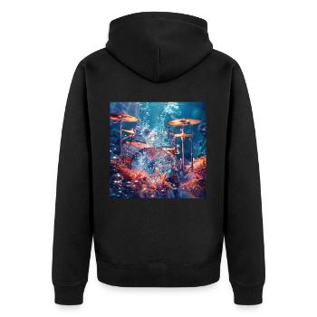Schlagzeug - Unisex Premium Bio Zip Hoodie - Schwarz - Hinten - Nico (187cm)