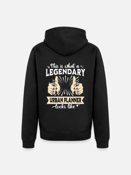 Legendärer Stadtplaner - Unisex Premium Bio Zip Hoodie - Schwarz