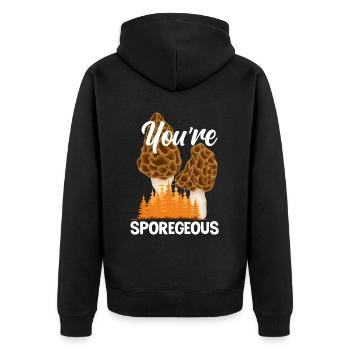 Mushroom Collector You are Sporegeous - Unisex Premium Organic Zip Hoodie - black - Back - Nico (187cm)