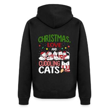 Câlin Chat Animal Amour Noël, Amour Chats - Veste à capuche bio Premium Unisexe - noir - Dos - Nico (187cm)