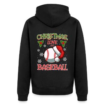 Joueur de baseball équipe club Noël amour - Veste à capuche bio Premium Unisexe - noir - Dos - Nico (187cm)