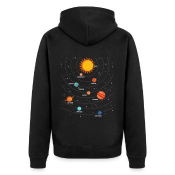 Solar System Pendulum Physics Planets Science - Unisex Premium Organic Zip Hoodie - black - Back - Nico (187cm)