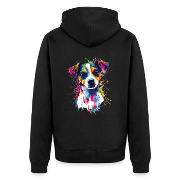 Colorful Artistic Jack Russell Terrier Dog Jacky - Unisex Premium Organic Zip Hoodie - black - Back - Nico (187cm)